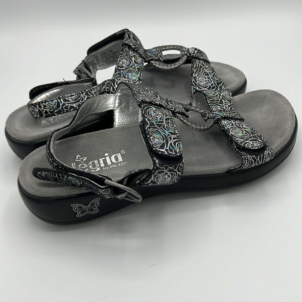 Alegria by PG Lite Steel Rosette Julie Leather Sandal Size 8 - 8.5 B17A‎ - Picture 8 of 9